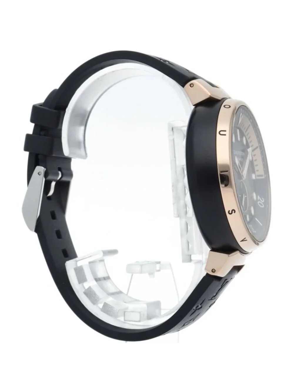 Louis Vuitton Tambour Street Diver Black Blaze Watch Box 18k Pink Gold SS Rubber